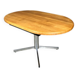 Table à manger ovale bureau chêne chromé