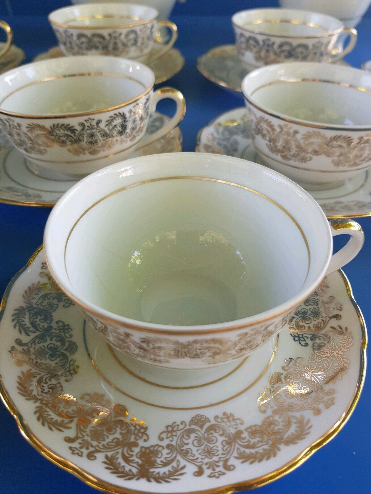 F.D Chauvigny porcelain coffee service complete gold frieze décor