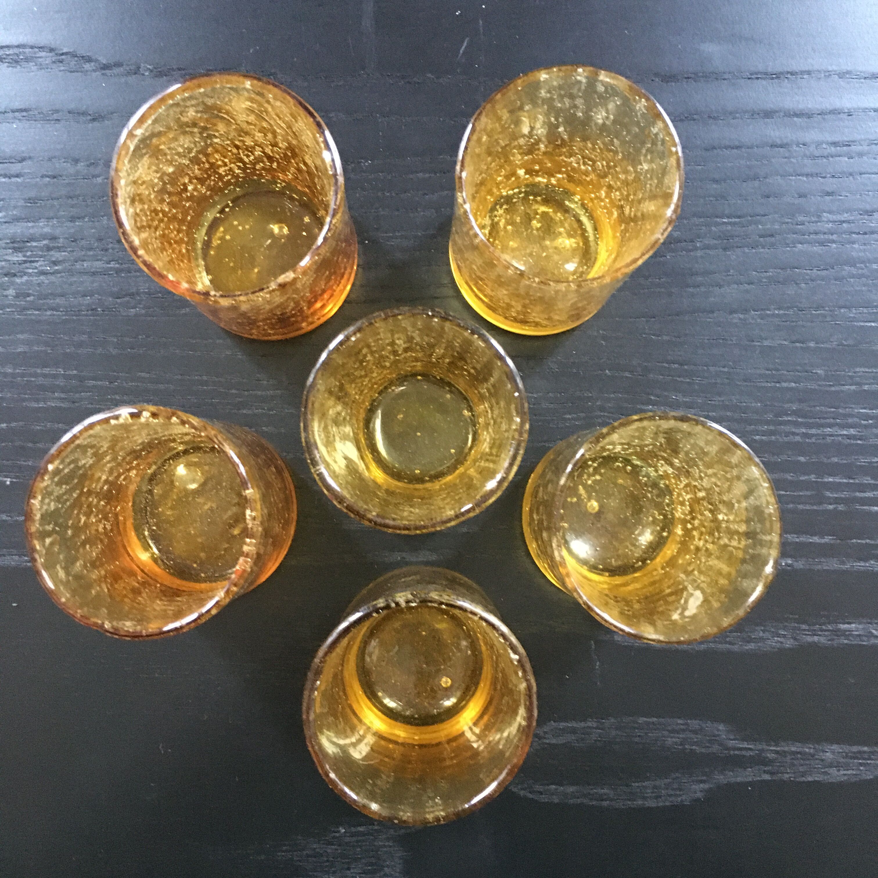 Lot 6 amber glasses biot style