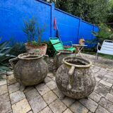 vintage cement gardener cauldron or pot