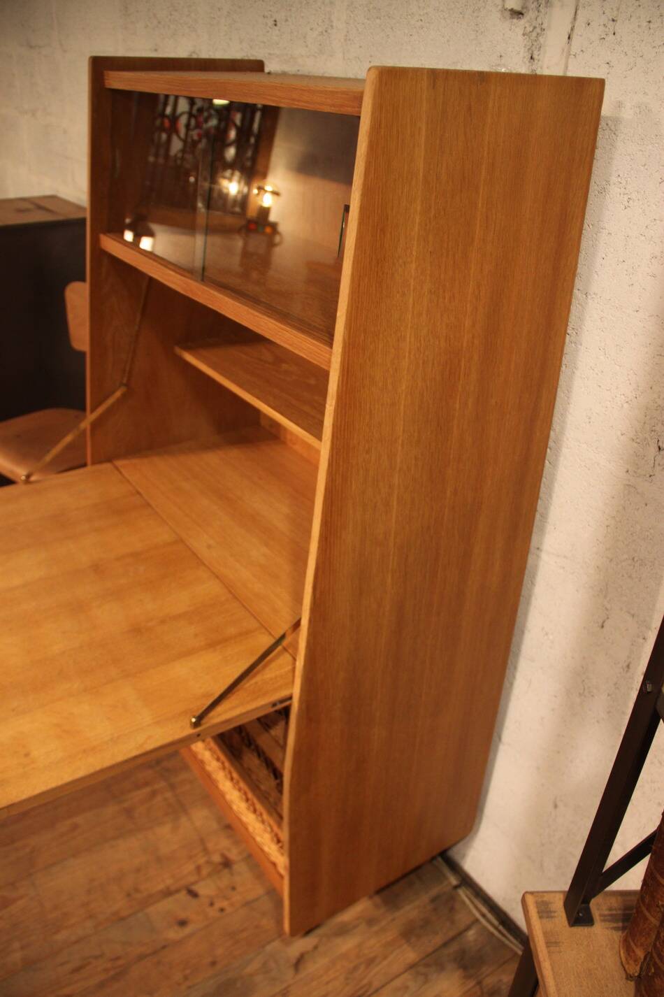 Vintage wicker rattan secretary desk