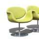 Pair of Little Tulip armchairs by Pierre Paulin for Artifort in green fabric.