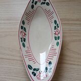 Ravier en céramique ancien, plat à ravier Digoin Sarreguemines, France. Motif floral