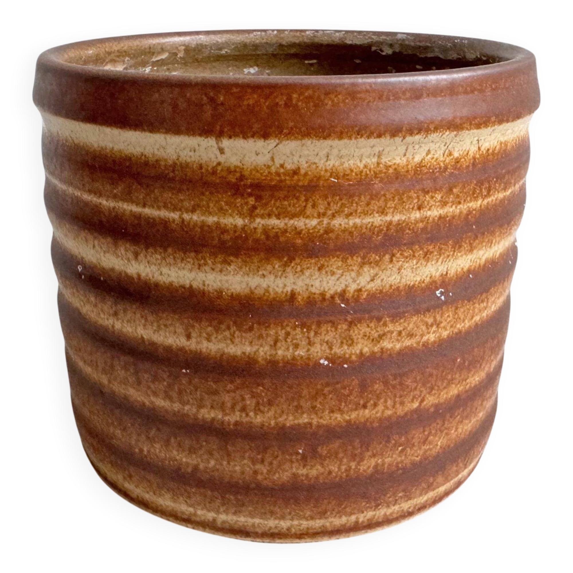 Vintage brown ceramic planter