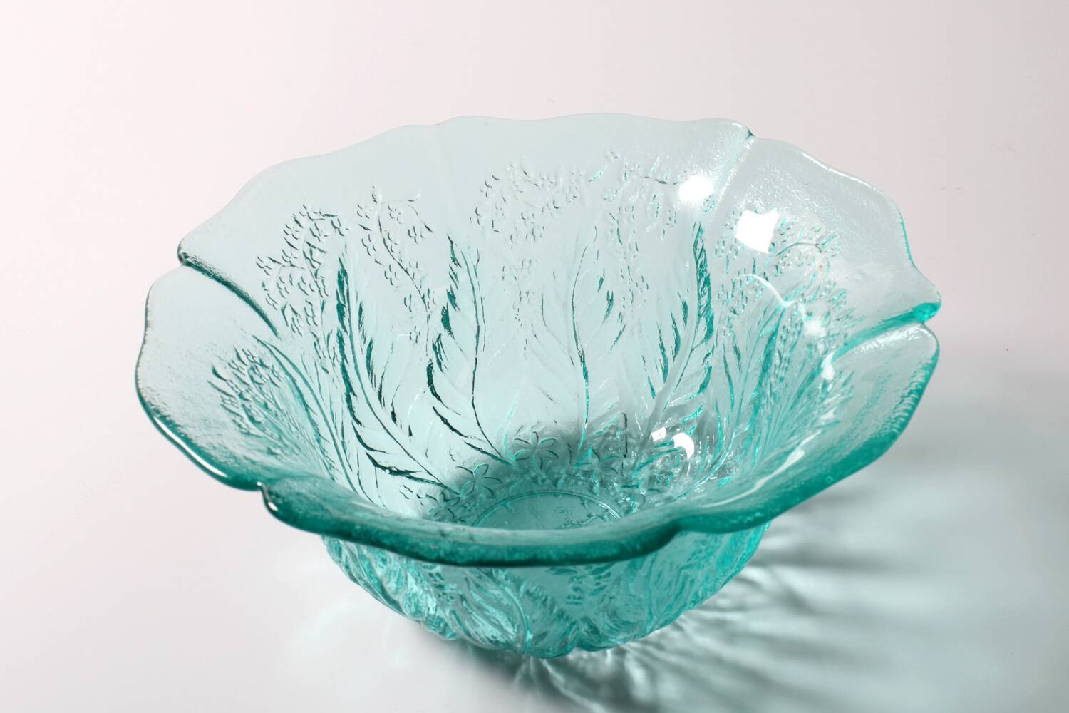 Vintage Teal Glass Fruit Bowl: Mid-Century Modern Pukeberg Sweden