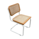 Chaise Cesca modèle b32 en blanc et bois par Marcel Breuer