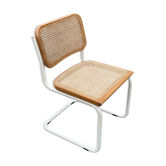 Cesca chair b32 model in white and wood by Marcel Breuer