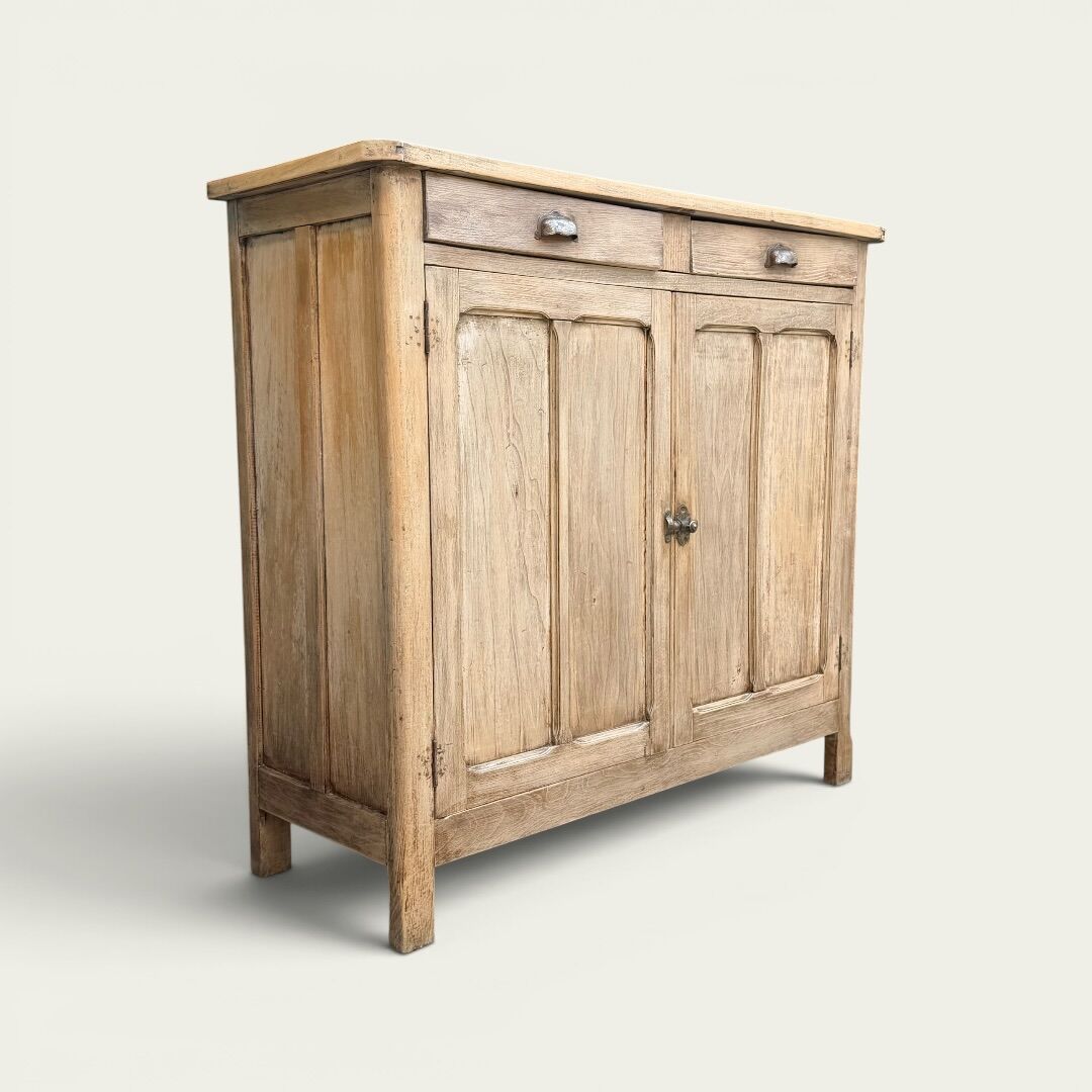 Antique patinated Parisian buffet with shell handles.