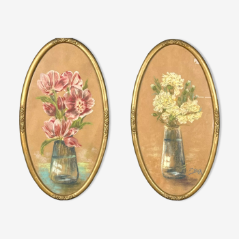 Two paintings in pendant around 1900