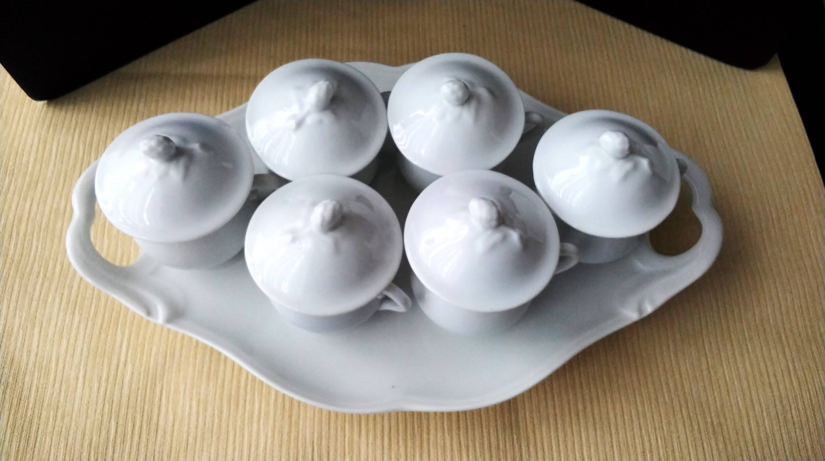 Antique white porcelain cream service