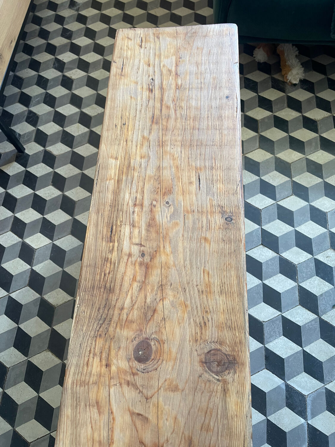 Old raw wooden bench