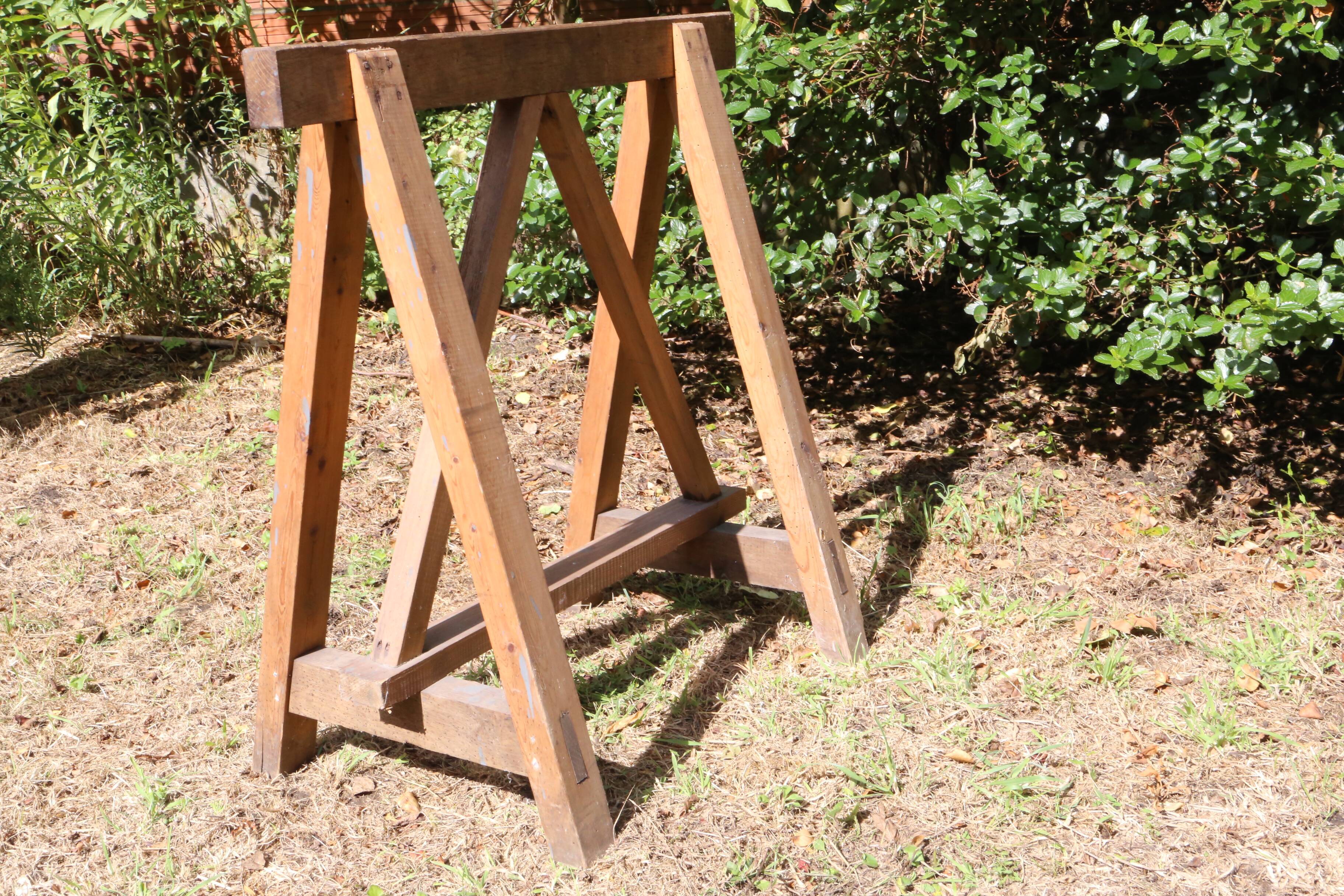 Farm table on trestles, 178 cm x 68 cm