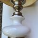 Vintage lamp in gold metal and white opal from the 1970s.