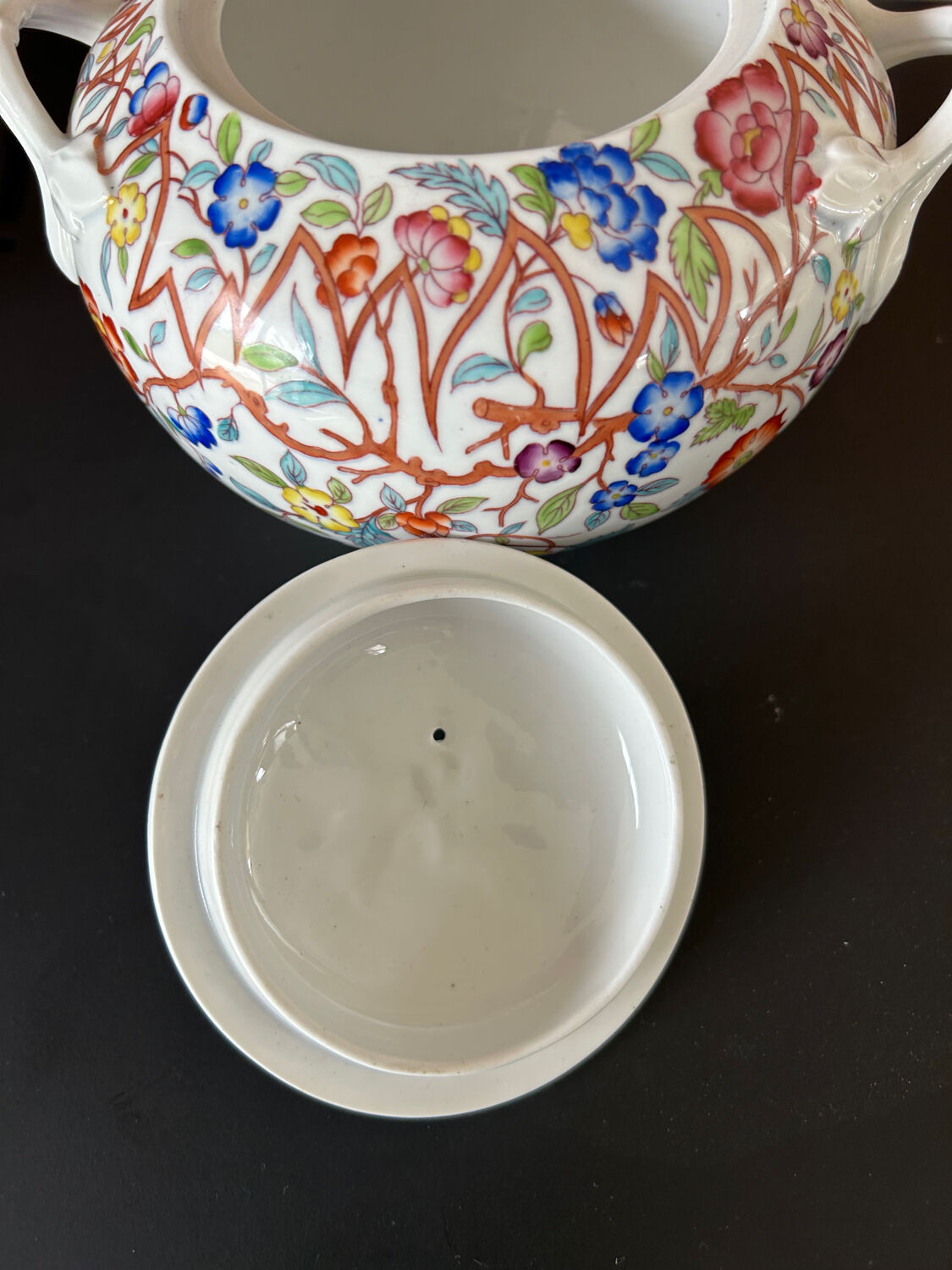 Polychrome sugar bowl Creil and Montereau