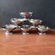 6 stainless steel ice cream cups and spoons, French, stainless steel bowl