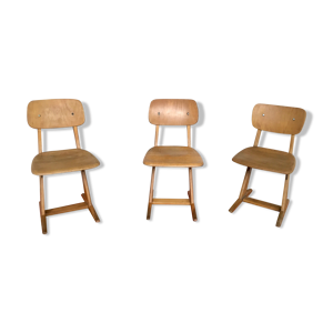 Série de 3 chaises enfant - bois