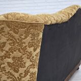 1950s, Danish 3-seater sofa, furniture velour, carved oak wood.