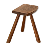 Tabouret tripode en chêne massif 1950