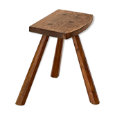 Tabouret tripode en chêne massif 1950
