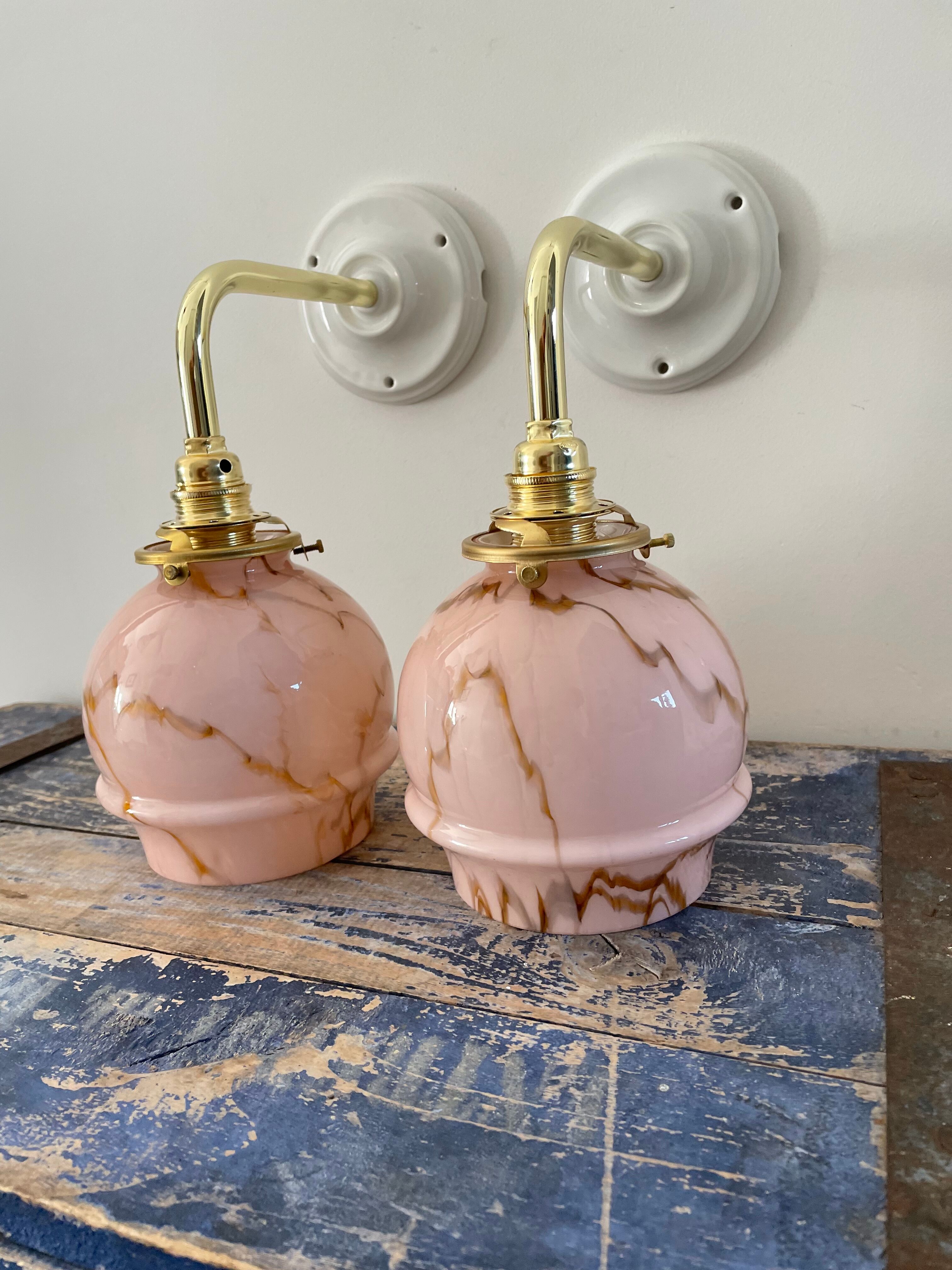 Pair of newly electrified art deco wall lamps