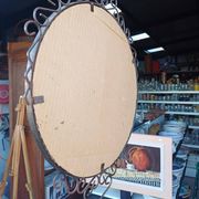 Vintage wrought iron round mirror