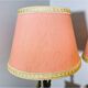 Pair rustic brass bird table lamps with pink lampshades
