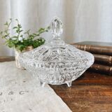 Large chiseled crystal sugar bowl