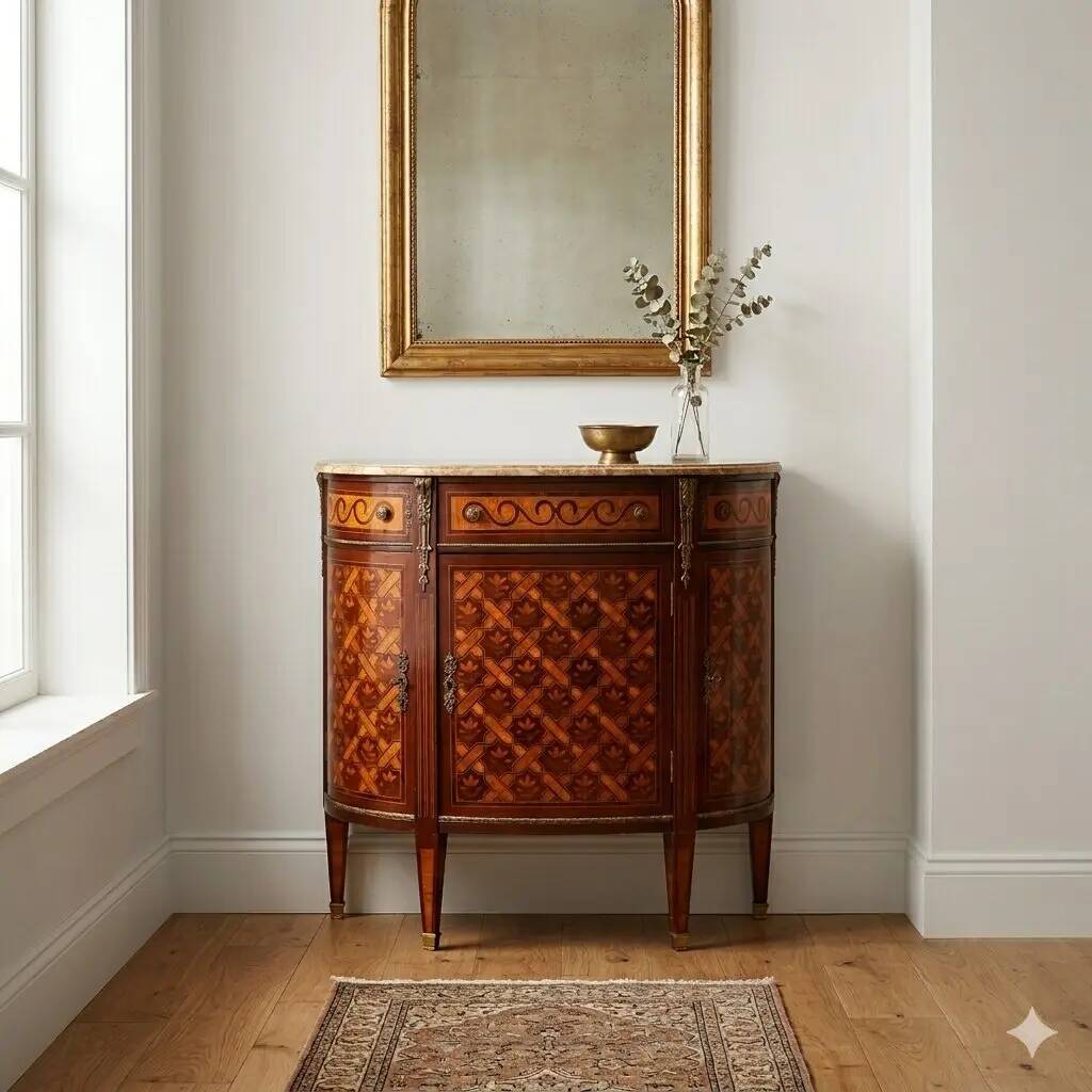 Buffet demi-lune ancien de style néoclassique XXe siècle