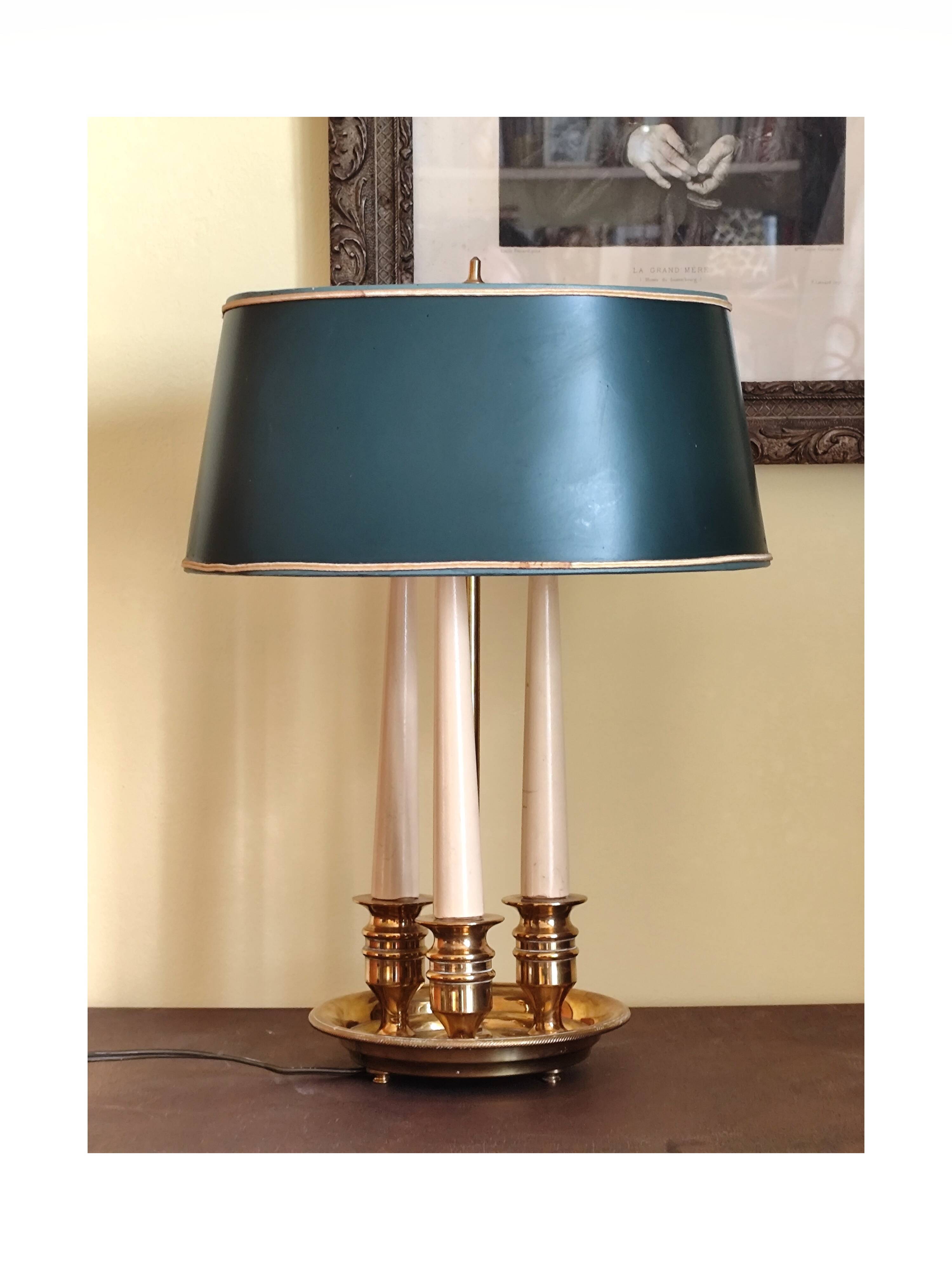 Empire style hot water bottle lamp - bronze and brass candle holder lamp