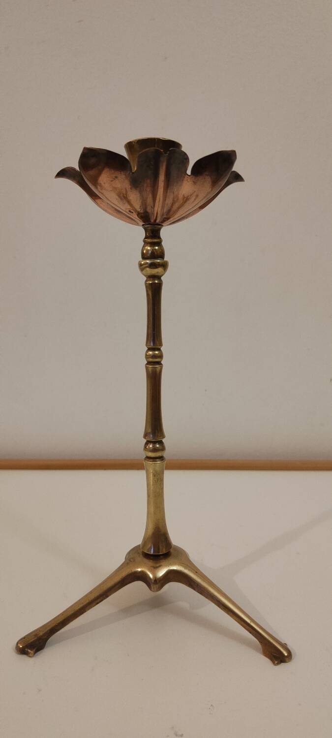 Brass and copper candlestick by Was Benson 1900