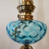 Large kerosene lamp mounted on bronze statue. Late nineteenth century