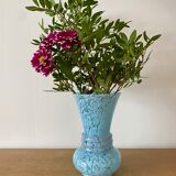 Vintage blue lichy glass vase