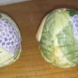 Salt and pepper shakers in earthenware – frugal pattern, 1950s