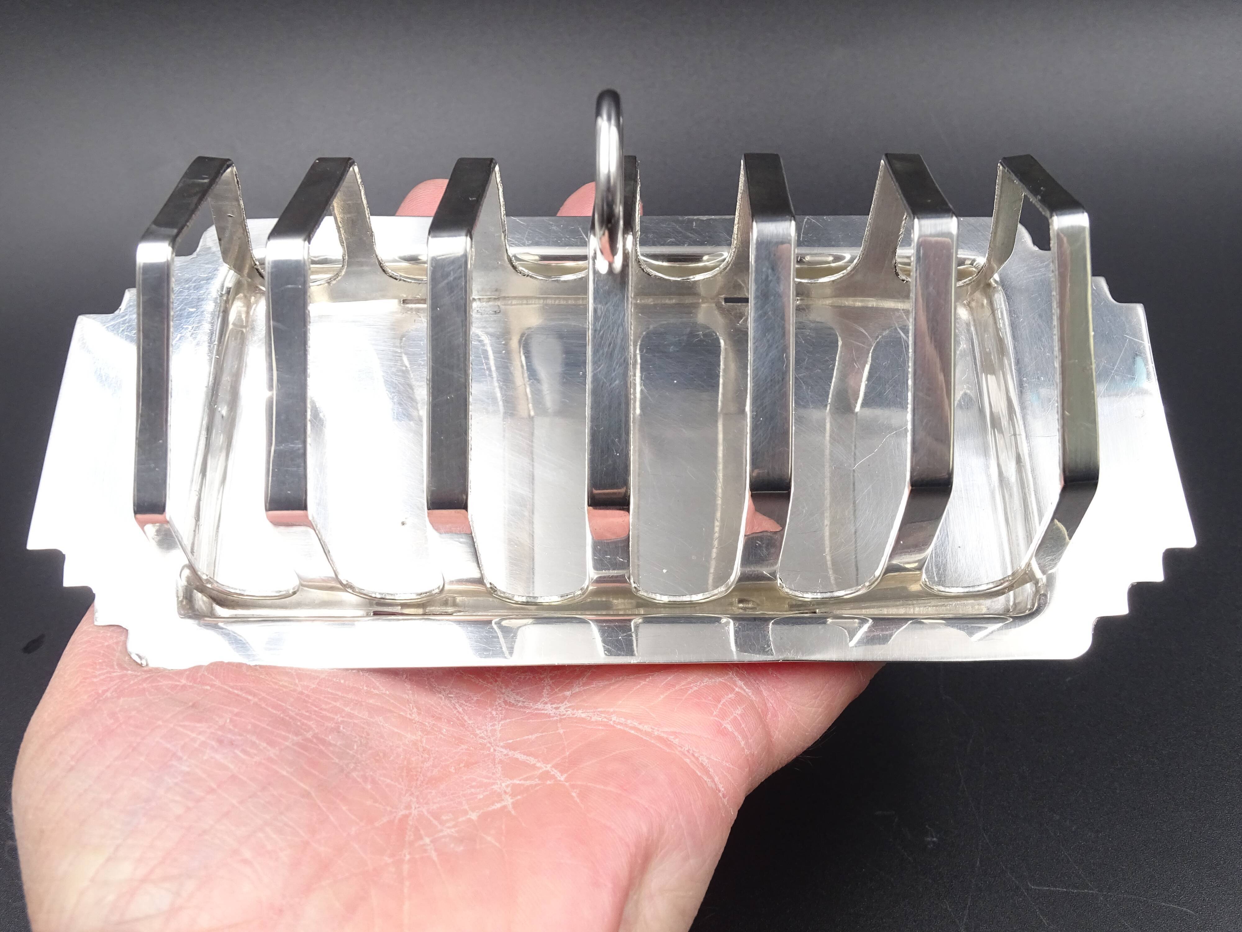Silver metal toast holder, circa 1940 - good condition