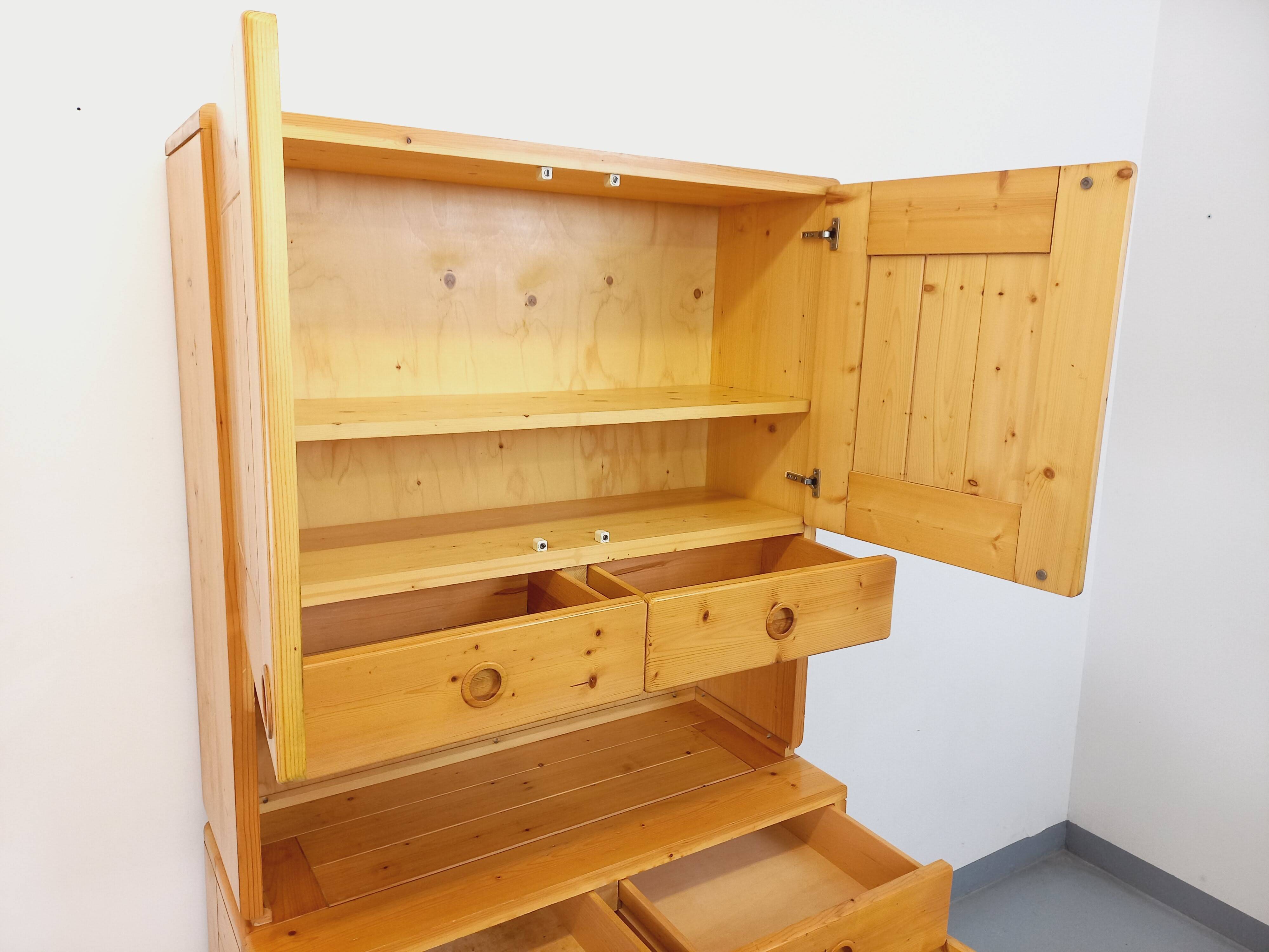 Charlotte Perriand Les Arcs vintage pine storage unit from the 60s 70s