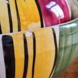 Vintage Ceramic Bonbonnière with Colourful Stripes - Jewellery Box