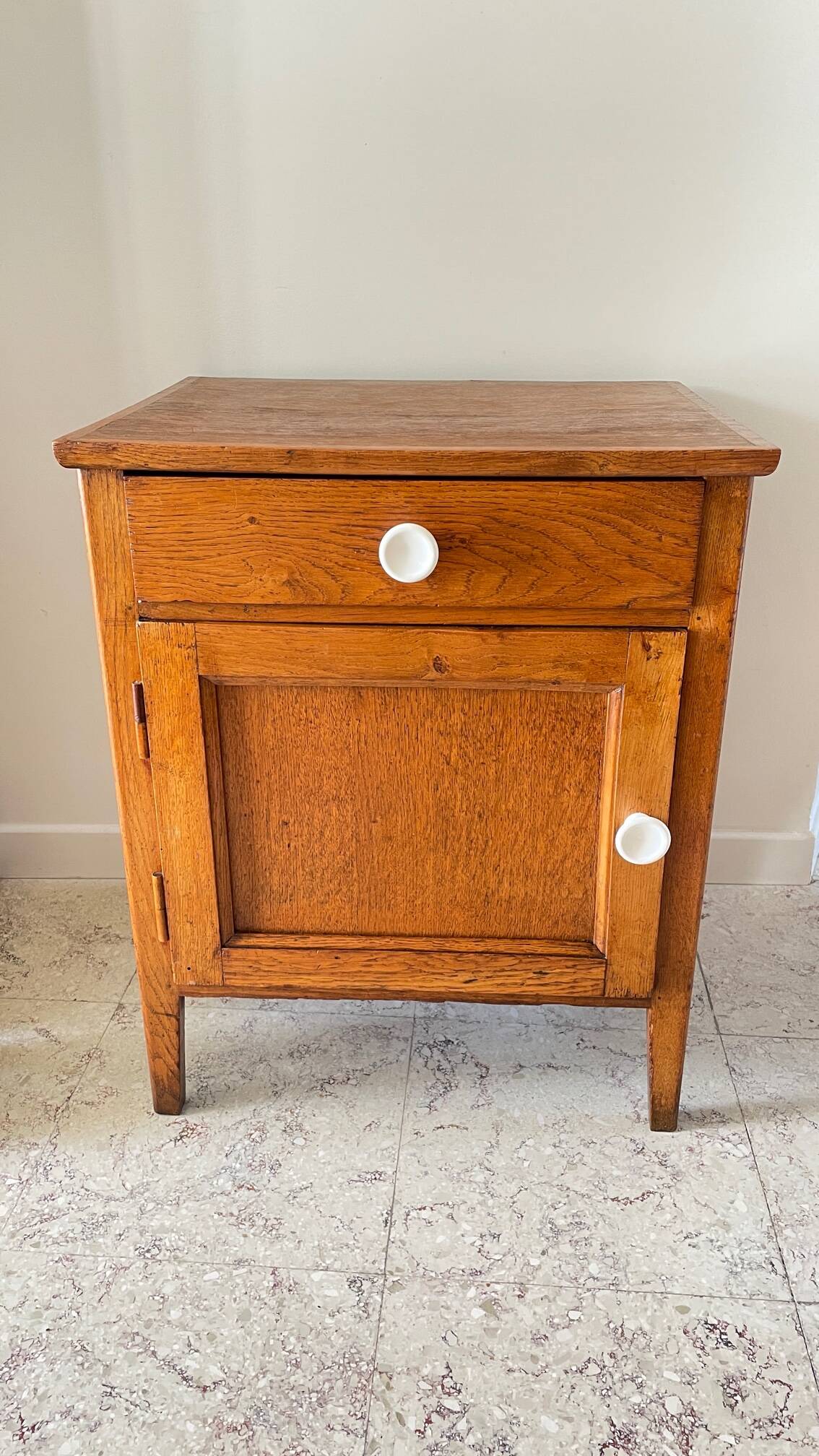 Oak bedside table from the 1950s
