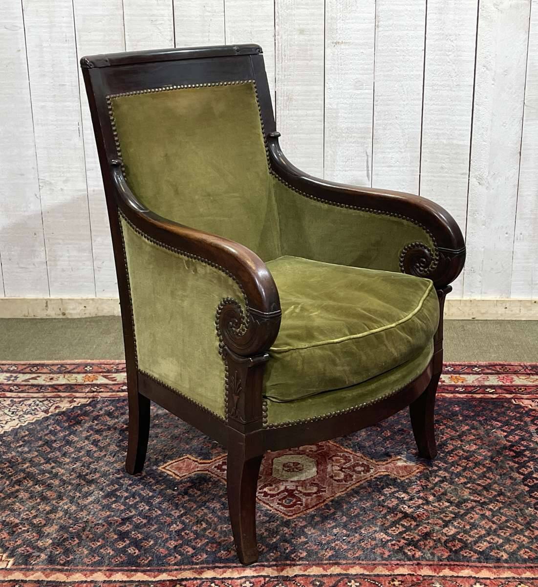 19th-century bergère in mahogany