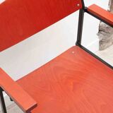 Chaises Gijs van der Sluis rouge et noir avec accoudoirs