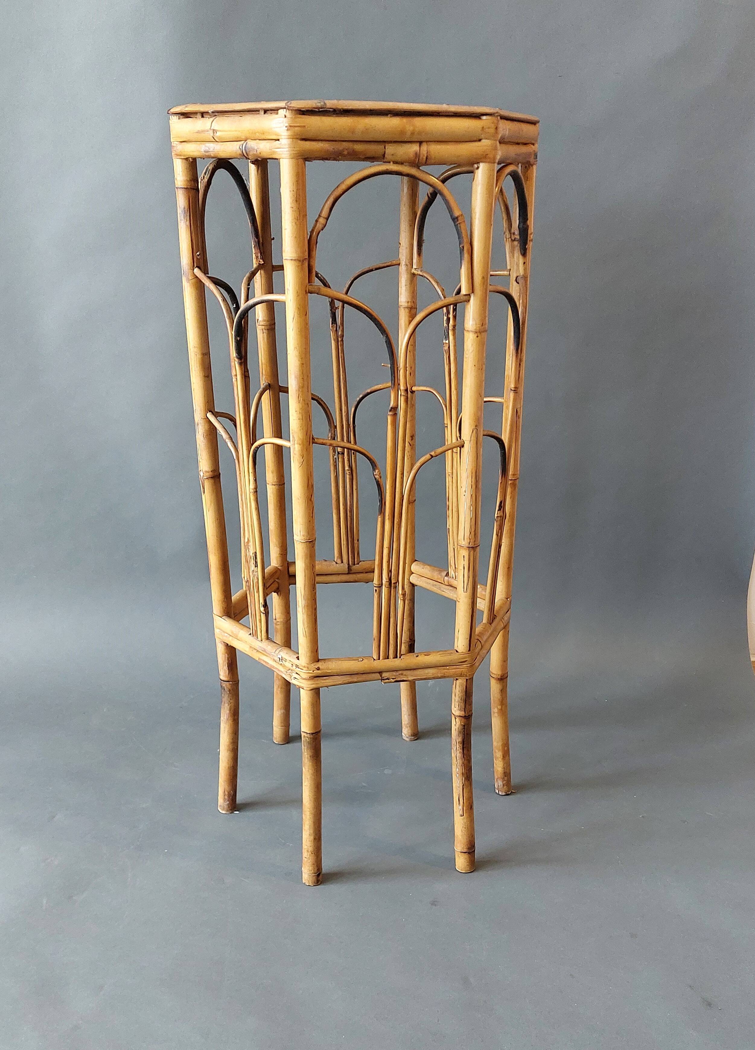 Vintage bamboo pedestal table.