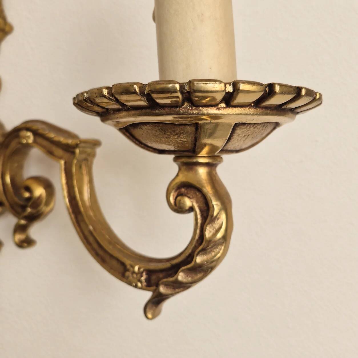 Set of four two-light wall sconces in gilded brass — Louis XVI style