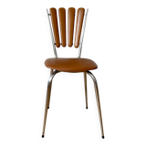 Flower petal chair in brown Skaï