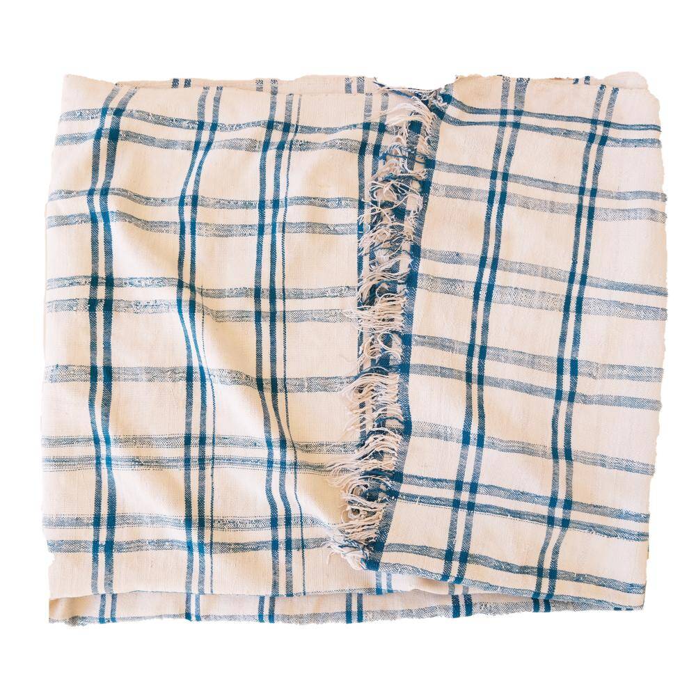 Vintage Haik checkered blanket from Morocco - 156 x 313 cm