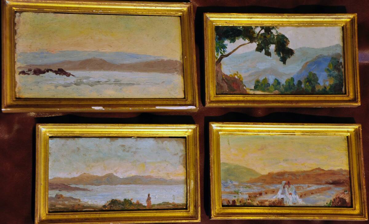 Gaston Simoës de Fonseca: 4 oils on wood (landscapes in Greece)
