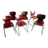 Set of 6 vintage Pagholz Flötotto stackable chairs in Pagwood