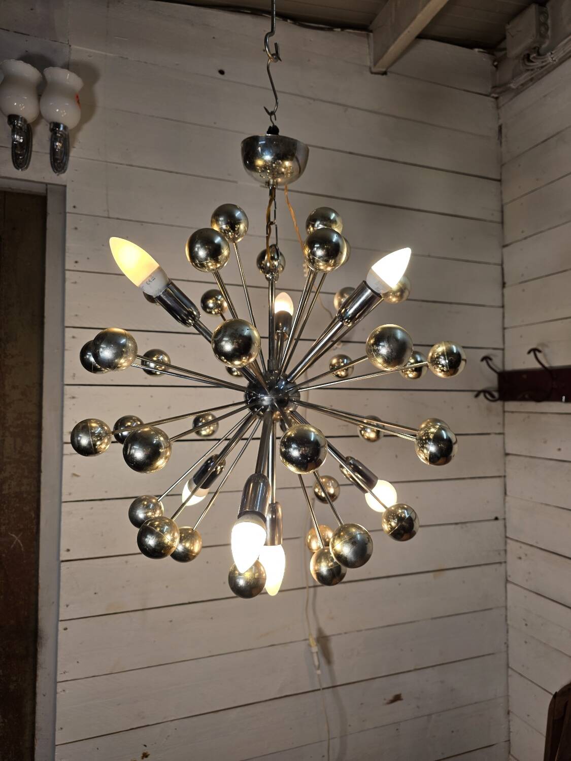 1970s chrome metal Sputnik chandelier