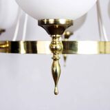 Brass and opal glass chandelier