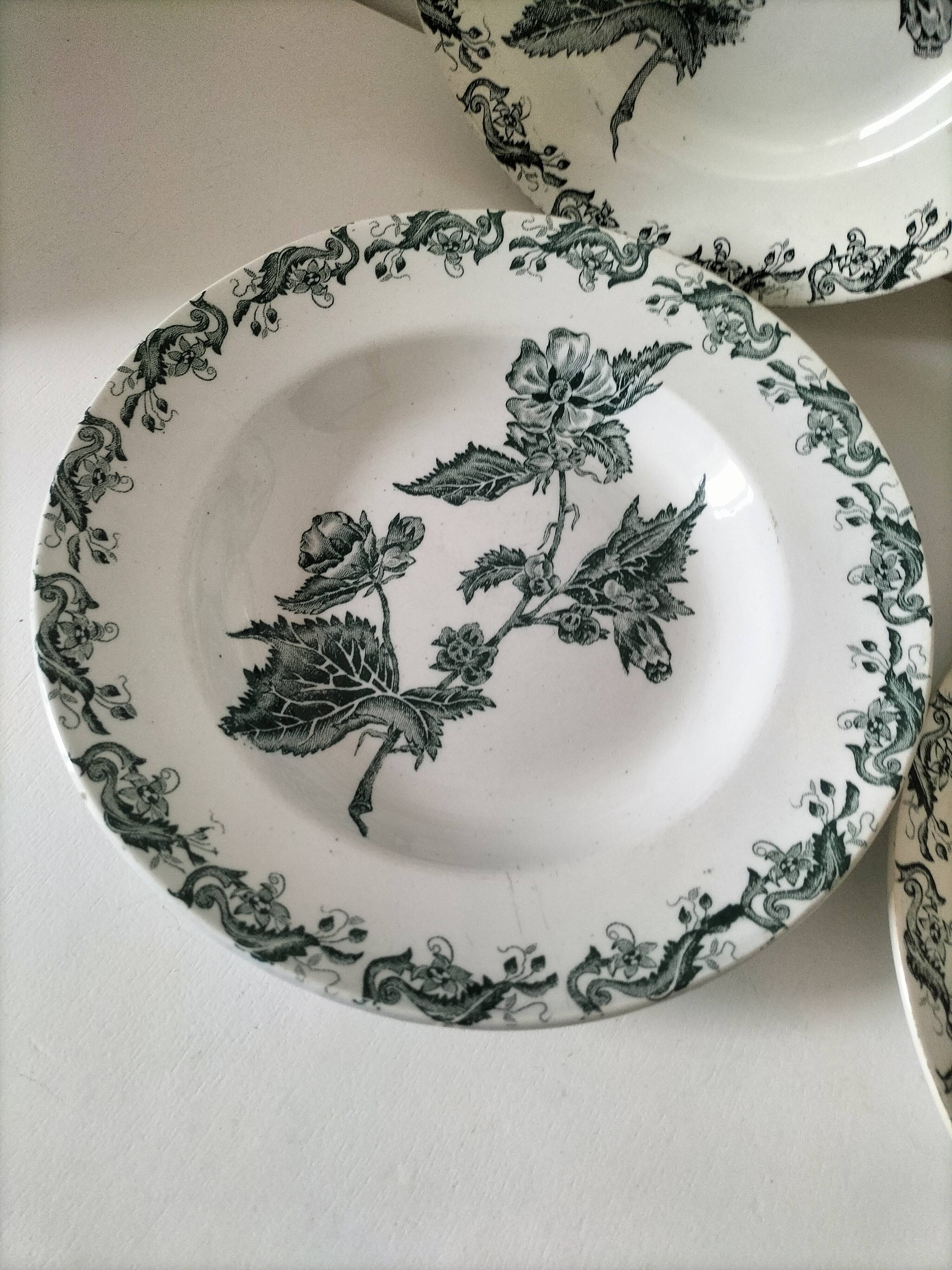 4 ironstone plates A. Lebacqz & M. Bouchart Richelieu model