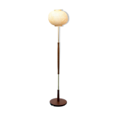Lampadaire teck laiton et rotin