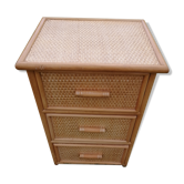 Chest of drawers in wood and wicker
